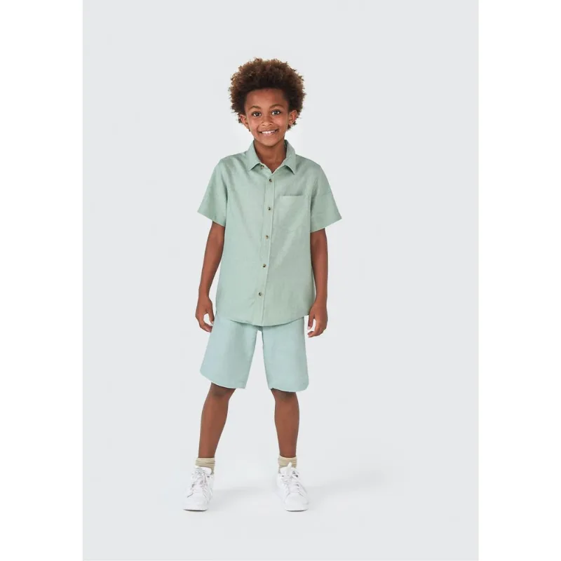 Bermuda Infantil Menino Com Linho - Verde 008