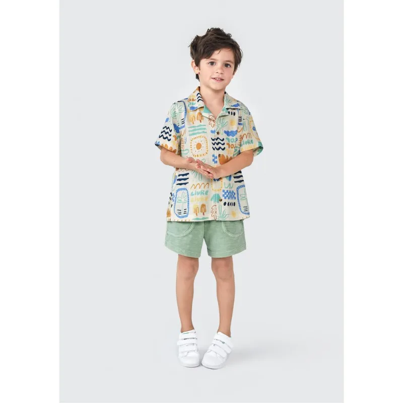 Camisa Infantil Menino Toddler Estampada - Bege 004