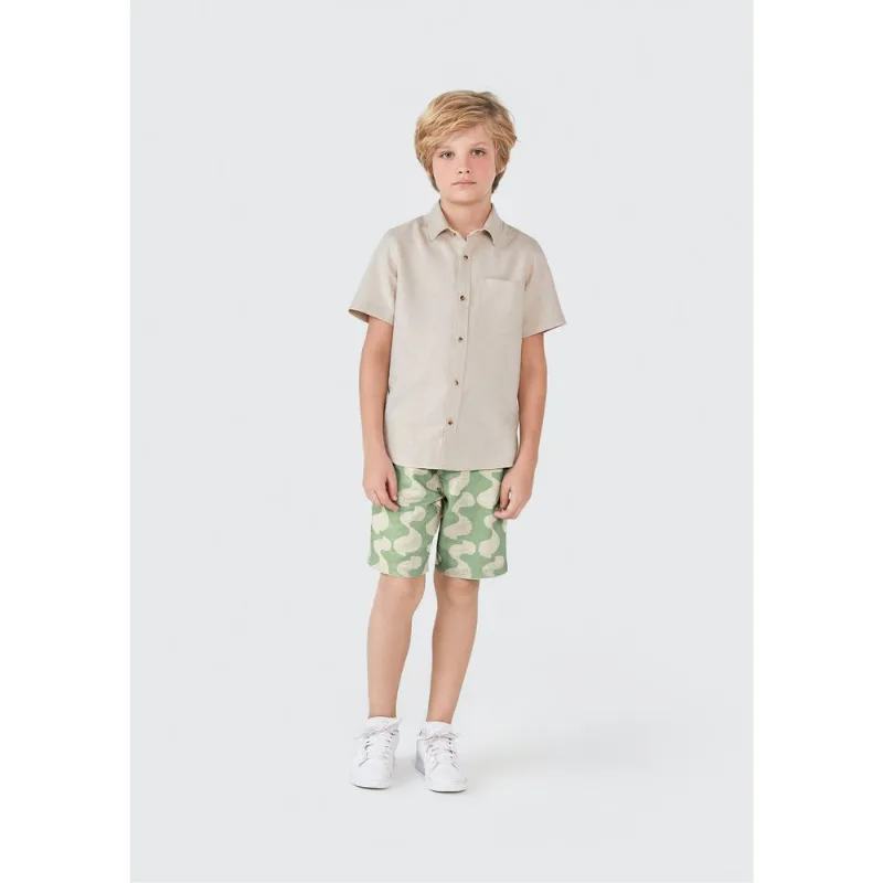Bermuda Infantil Menino Com Linho - Verde 012
