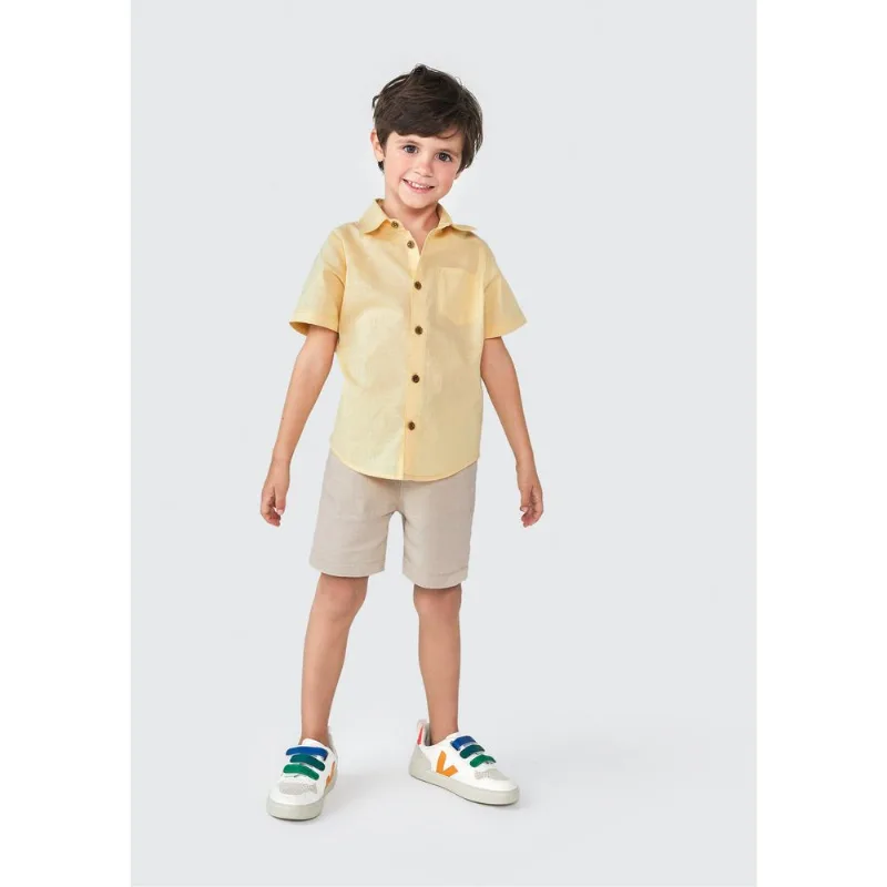 Camisa Infantil Menino Toddler Manga Curta - Amarelo 004
