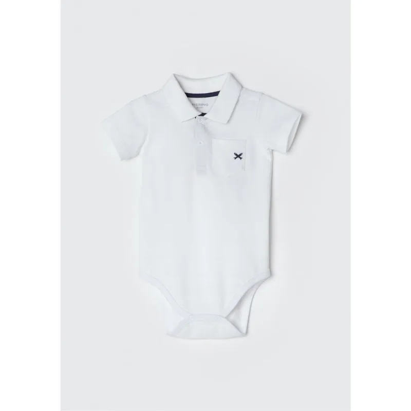 Body Polo Bebê Menino Manga Curta - Branco 06M