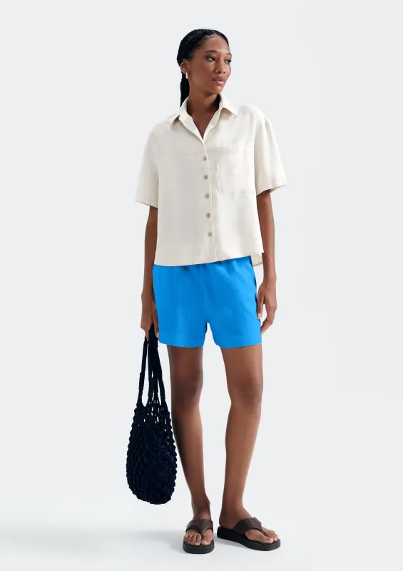 Shorts Feminino Em Viscolinho - Azul - Hering Adulto - Shorts