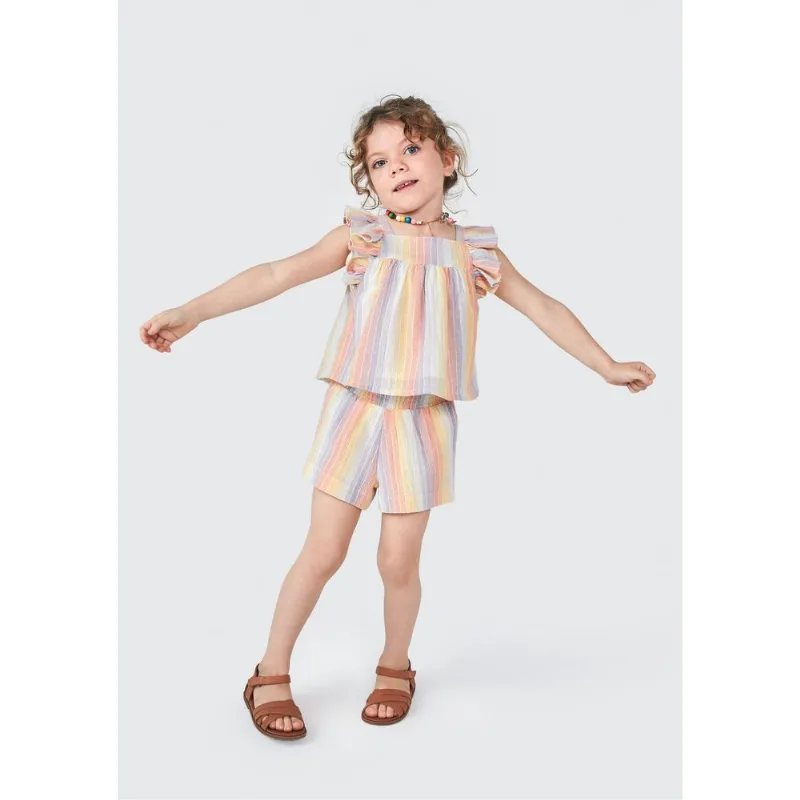Blusa Bata Infantil Menina Toddler Com Babado - Laranja 002