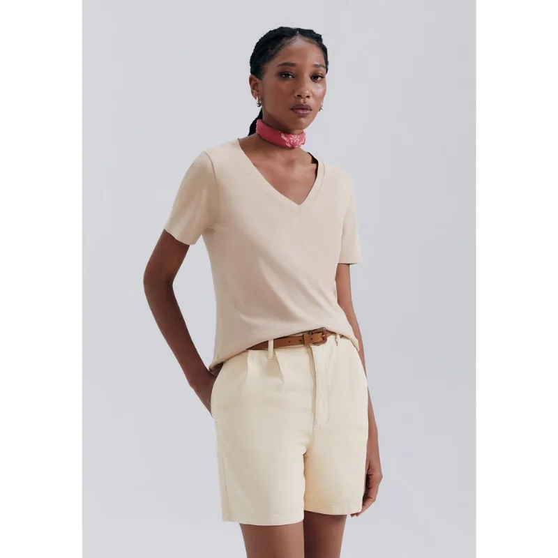 Blusa Feminina Decote V - Bege P