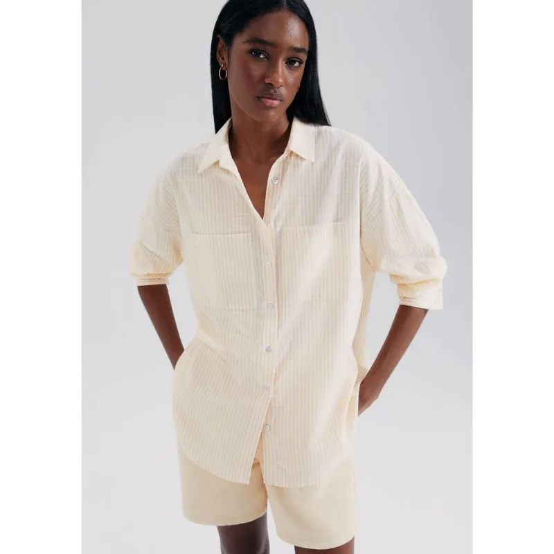 Camisa Feminina Manga Longa Listrada - Laranja XP