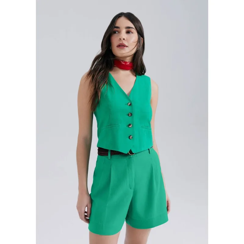 Colete Feminino Em Alfaiataria Eco - Verde P