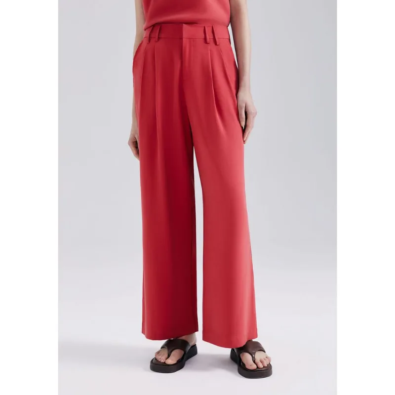 Calça Feminina Wide Leg Em Alfaiataria - Vermelho 040