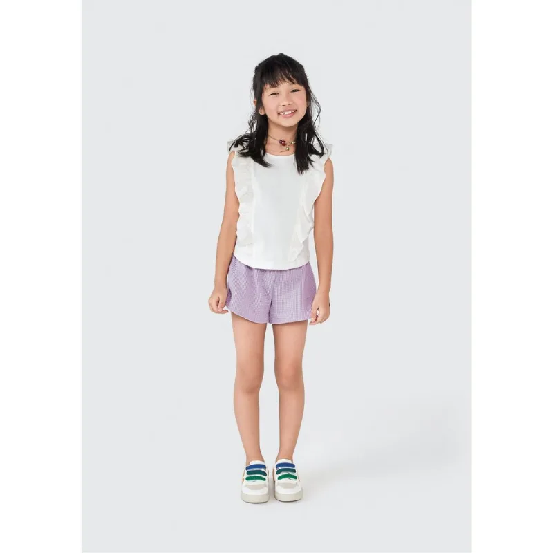 Blusa Cropped Infantil Menina Com Babados - Off white 014