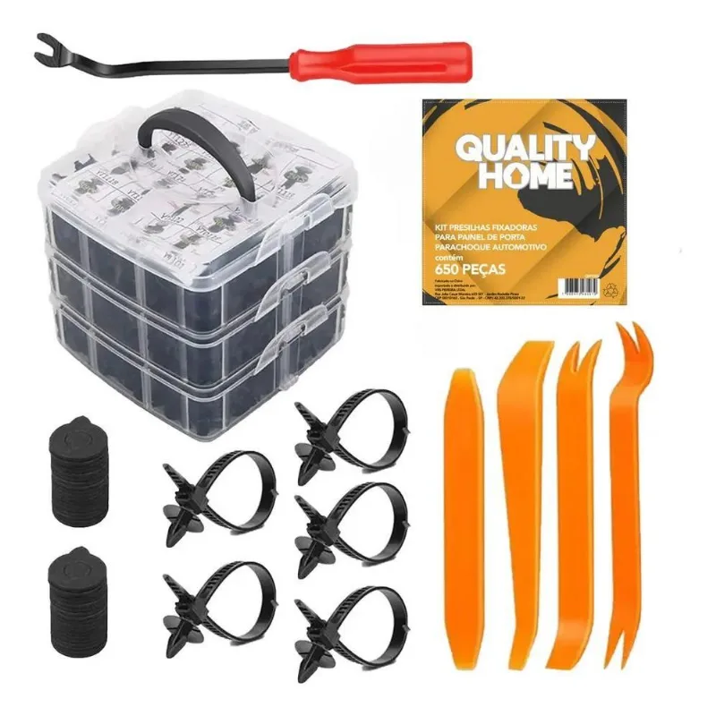 10x Kit Presilhas Grampo Automotiva Universal 650 Peças Com