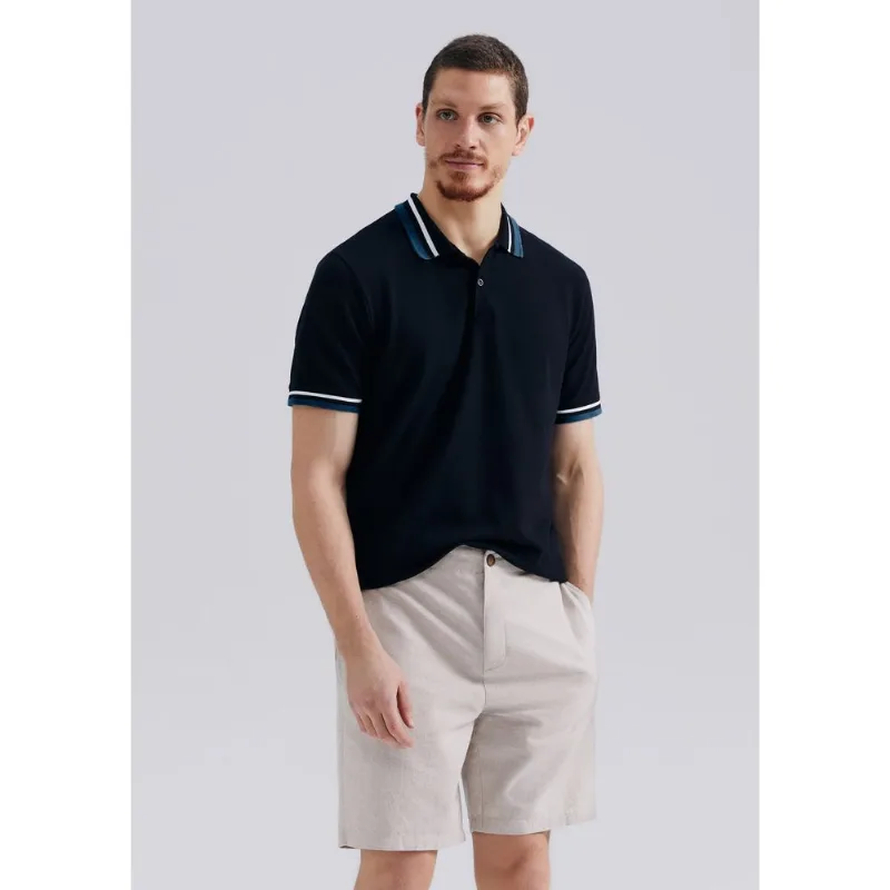 Bermuda Masculina Fio Tinto Em Linho - Bege 038