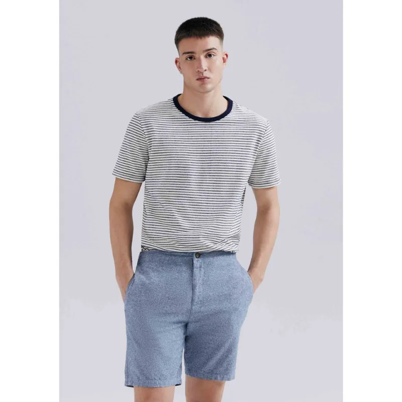 Bermuda Masculina Fio Tinto Em Linho - Azul 042