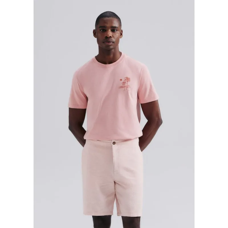 Bermuda Masculina Fio Tinto Em Linho - Rosa 042