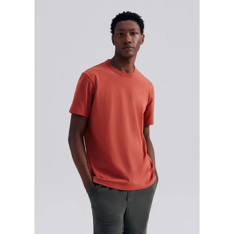 Camiseta Básica Masculina Areia Em Algodão Peruano - Laranja XG