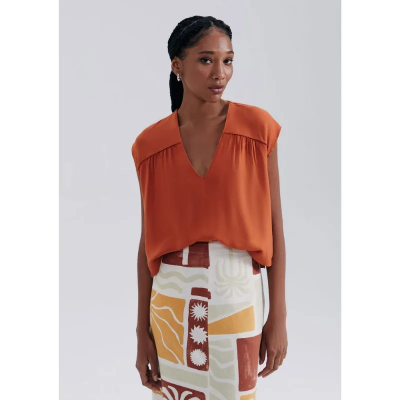 Blusa Muscle Tee Em Viscose - Marrom M