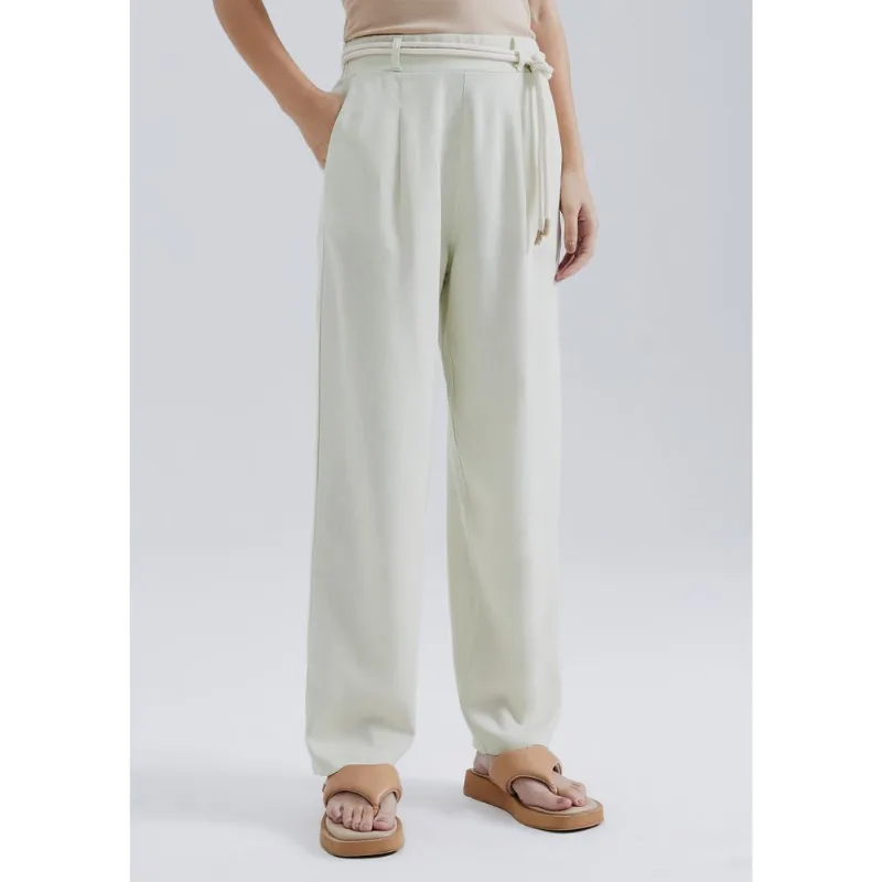 Calça Feminina Carrot Cintura Alta Em Viscolinho - Verde XG