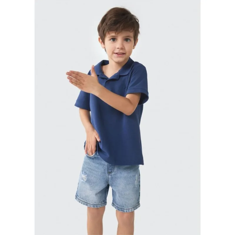 Bermuda Jeans Infantil Menino Toddler - Azul 004