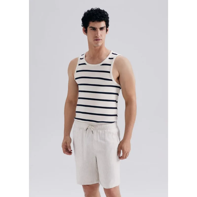 Bermuda Masculina Texturizada Com Linho - Bege XG