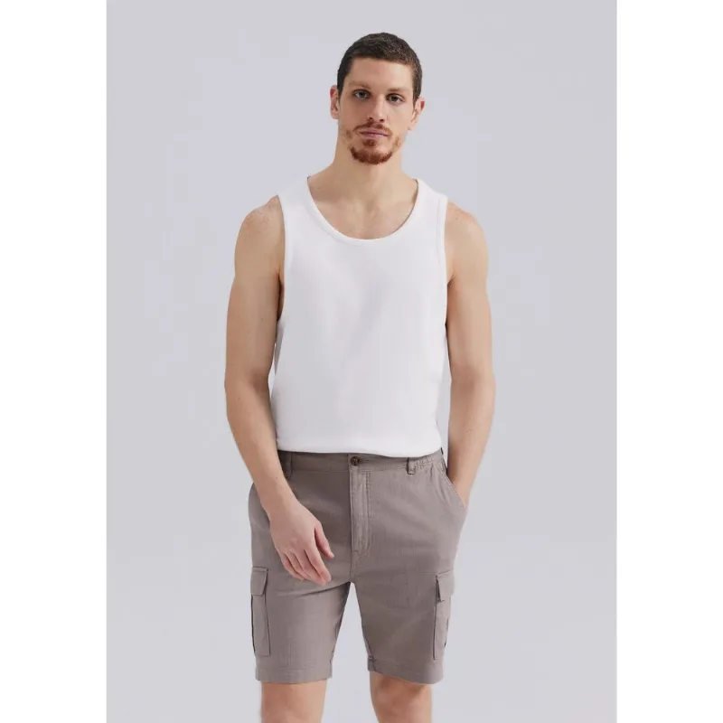 Bermuda Masculina Chino Cargo Texturizada - Bege 046