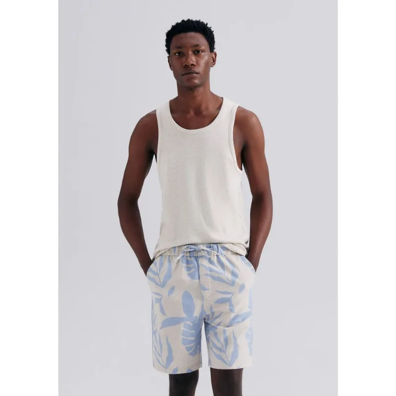 Bermuda Masculina Estampada Com Linho - Azul M