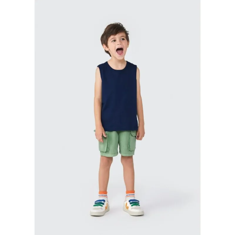 Bermuda Infantil Menino Toddler Em Sarja - Verde 002