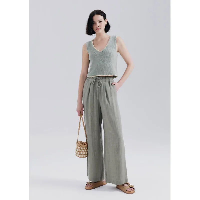 Calça Feminina Cintura Alta Em Liocel - Verde 044