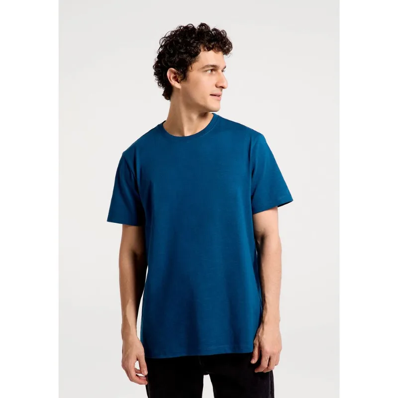 Camiseta Masculina Comfort Em Malha Flamê - Azul XXG