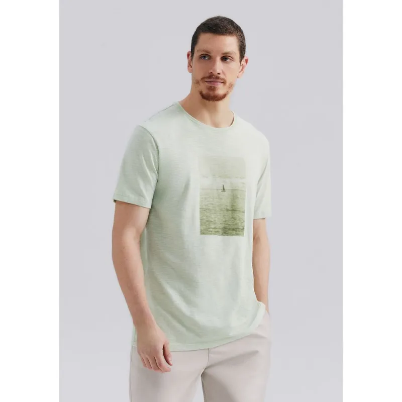 Camiseta Masculina Em Malha Flamê Com Estampa - Verde XG