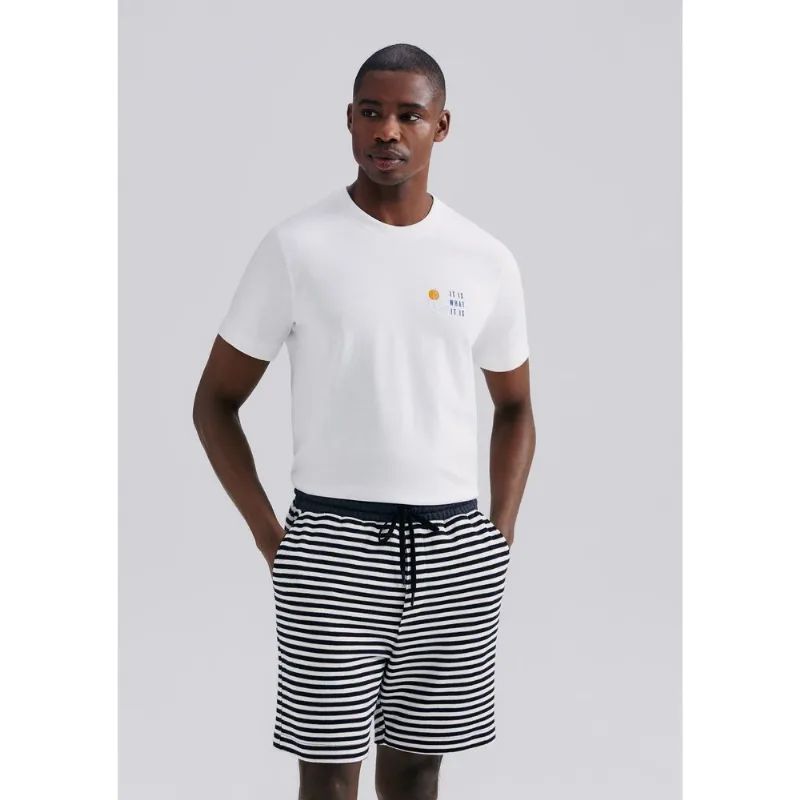 Bermuda Masculina Listrada Em Moletinho - Preto XG