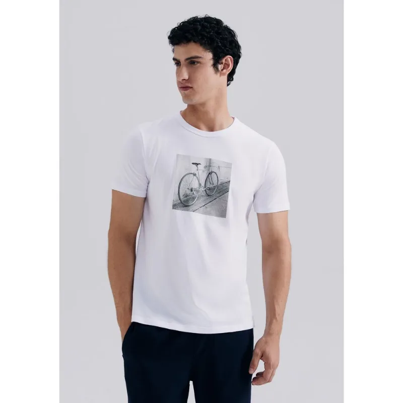 Camiseta Masculina Manga Curta Com Estampa - Branco EXG