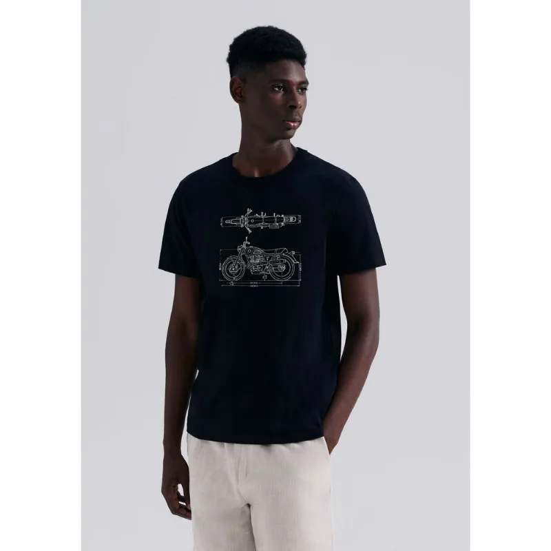 Camiseta Masculina Manga Curta Com Estampa - Preto G