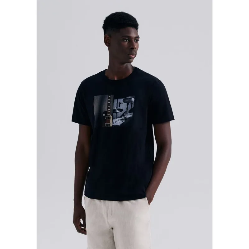 Camiseta Masculina Manga Curta Com Estampa - Preto M