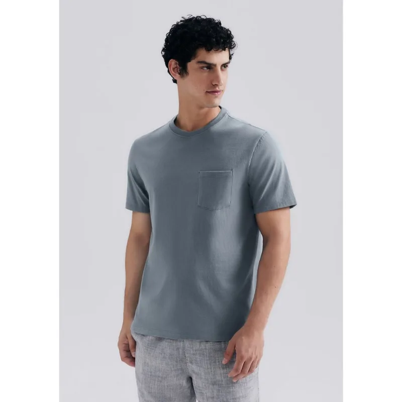 Camiseta Básica Masculina Comfort Super Cotton Com Bolso - Cinza P