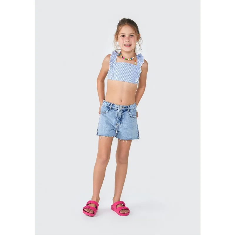 Biquíni Infantil Transpassado Com Proteção UV - Azul 006