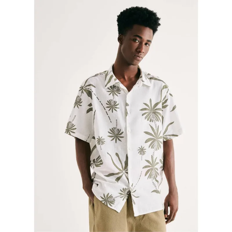 Camisa Masculina Estampada Manga Curta - Off white XG
