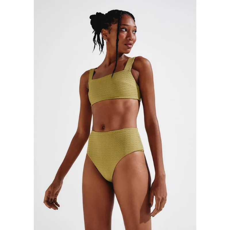 Calcinha Biquíni Cintura Alta Texturizada Com Fio LYCRA® - Verde XG