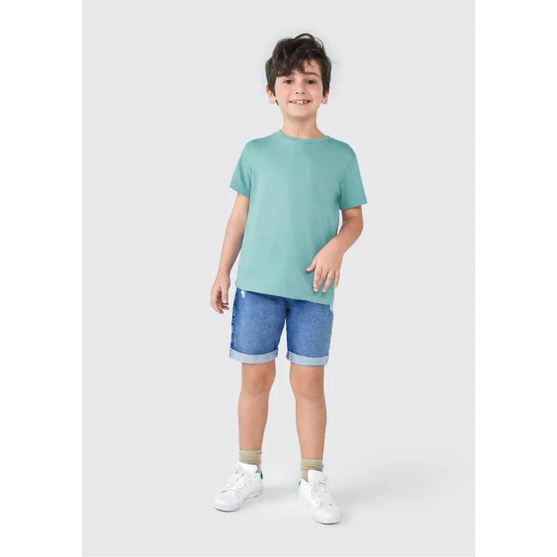 Camiseta Básica Infantil Menino Manga Curta Slim - Verde 010