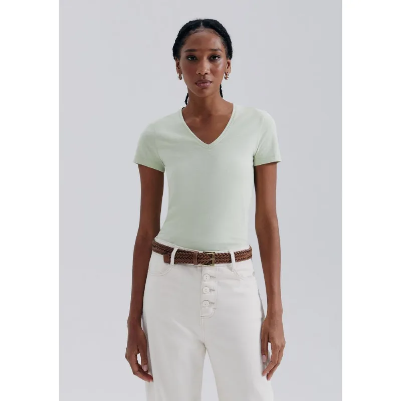 Blusa Básica Feminina Slim Decote V - Verde P