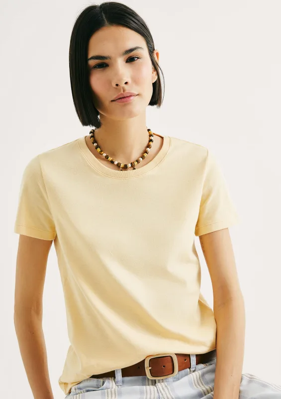 Camiseta Básica Feminina Slim World - Amarelo - Hering Adulto - Camisetas