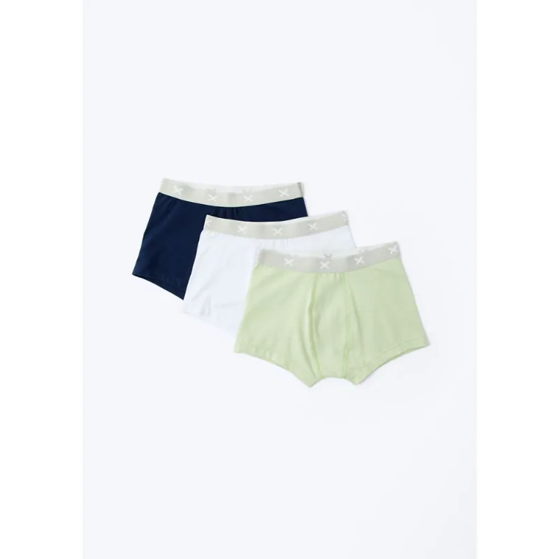Kit Com 3 Cuecas Infantil Boxer - Branco 012