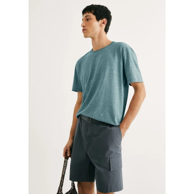 Camiseta Básica Unissex Manga Curta Regular World - Azul XXG