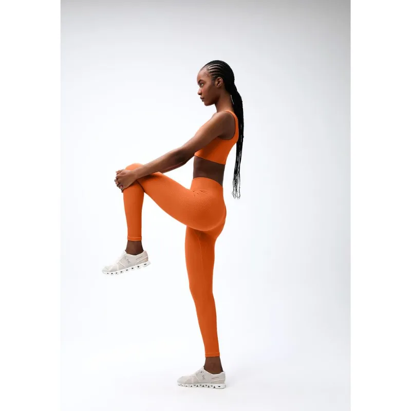 Calça Legging Feminina Canelada Sem Costura - Laranja M