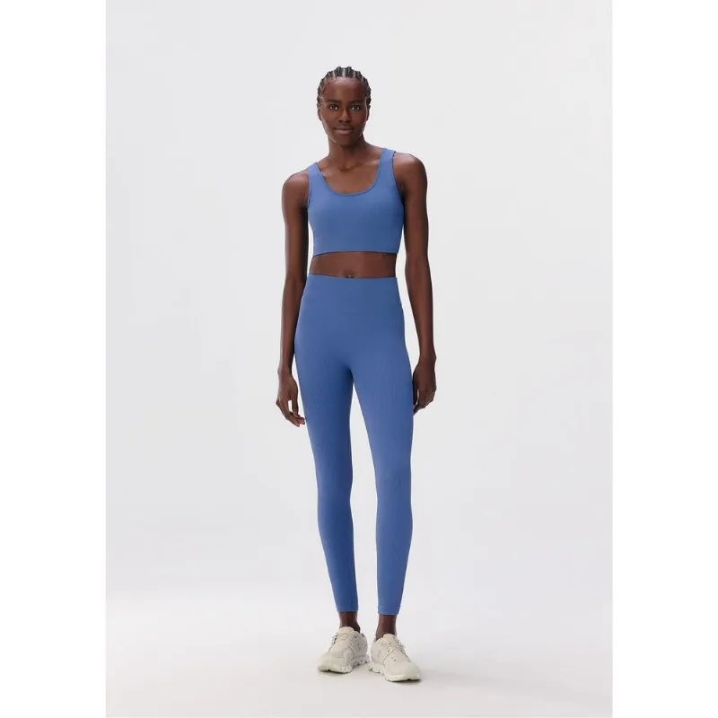 Calça Legging Feminina Canelada Sem Costura - Azul G