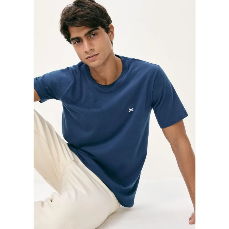 Camiseta Básica Masculina World Com Bordado - Azul XG