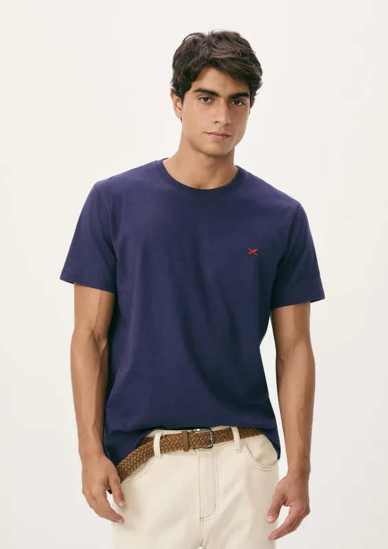 Camiseta Básica Masculina World Com Bordado - Azul - Hering Adulto - Camisetas