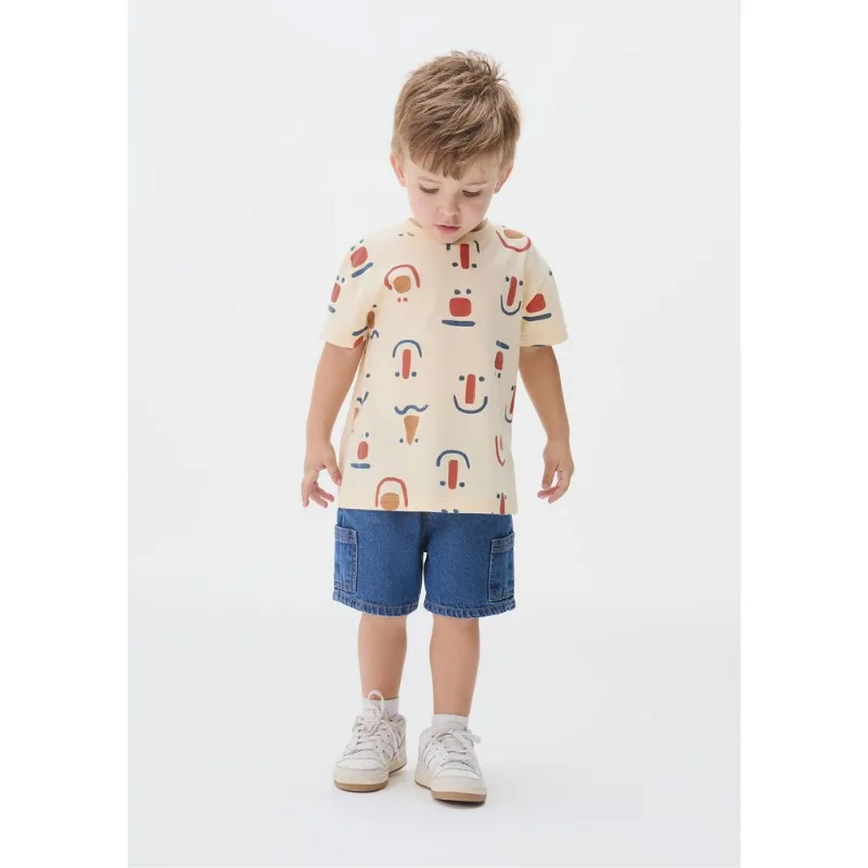Camiseta Infantil Menino Toddler Oversized - Amarelo 003