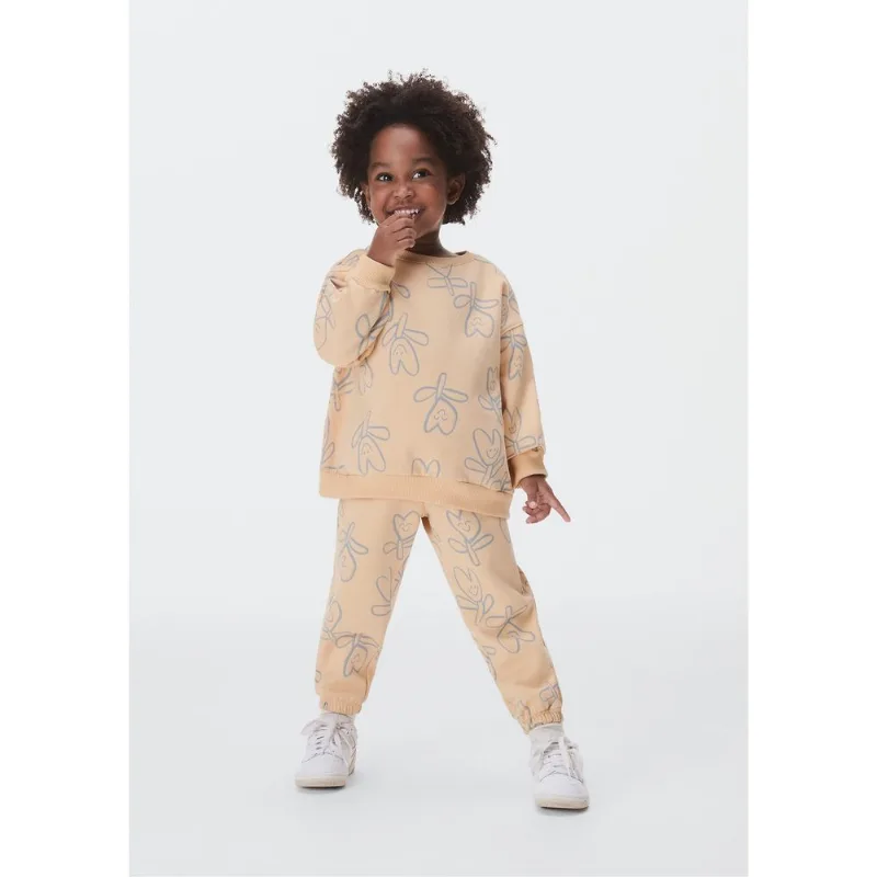Calça Infantil Menina Toddler Jogger Estampada - Bege 004