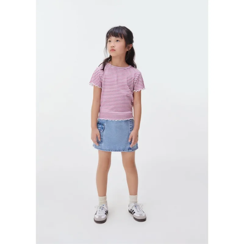 Blusa Infantil Menina Manga Curta Em Ribana Estampada - Rosa 012