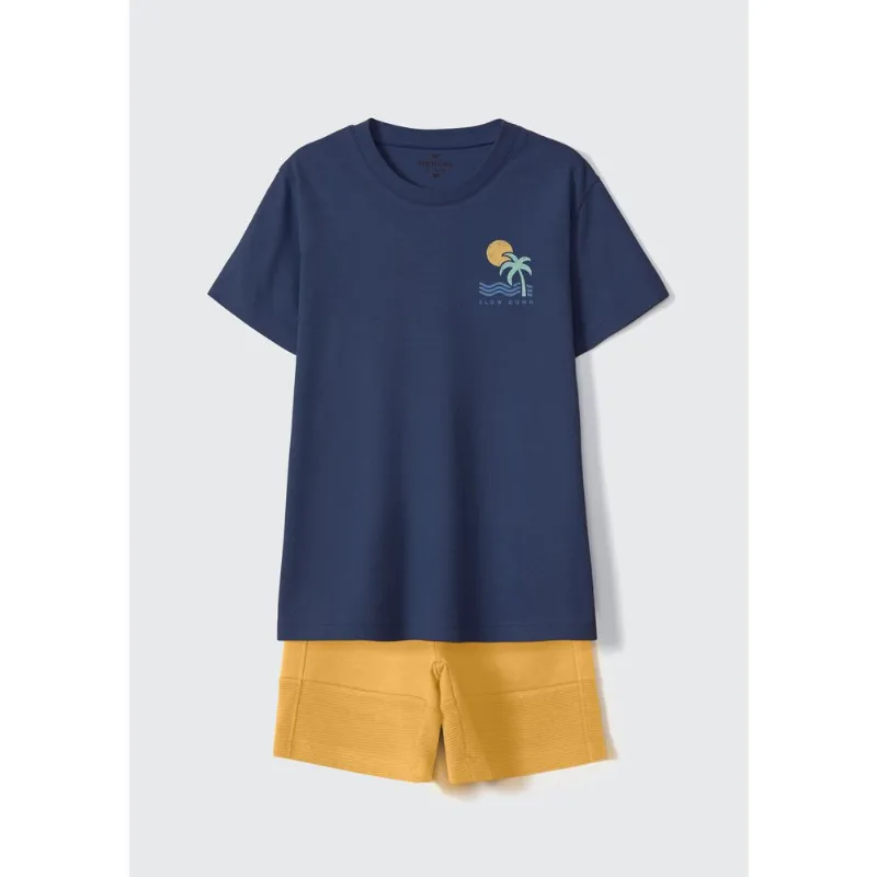 Conjunto Curto Infantil Menino Com Estampa - Azul 012