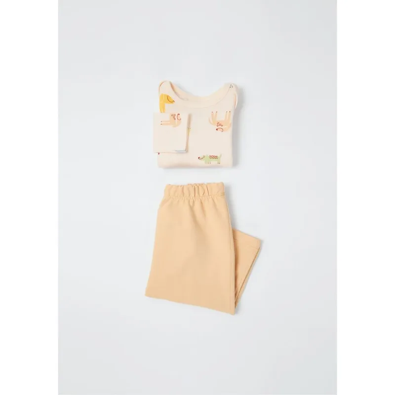 Conjunto Longo Bebê Menino Estampado - Laranja 18M