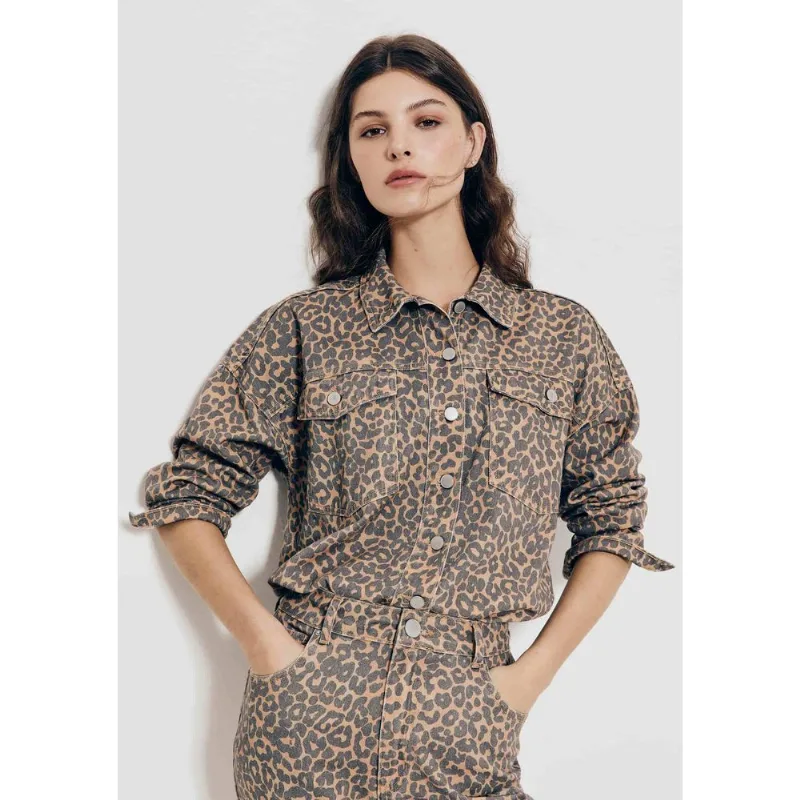 Camisa Feminina De Sarja Animal Print - Marrom XG